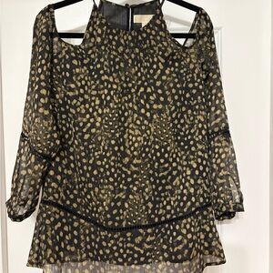 Michael Kors Black and Gold Patterned Blouse